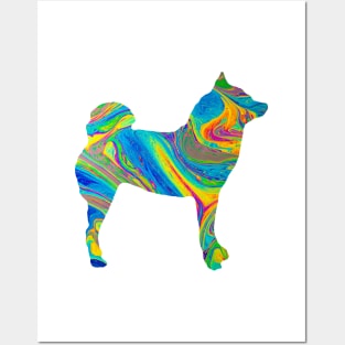 Lilly the Shiba Inu Silhouette - Colourful Bubble on White Posters and Art